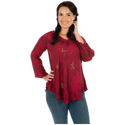 Scarlet Dragonfly Long Sleeve Tunic