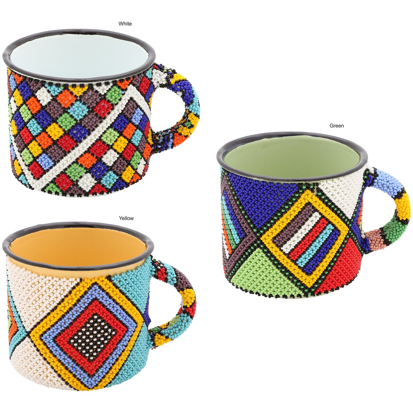 South African Beaded Enamelware Mug