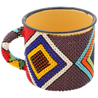 South African Beaded Enamelware Mug