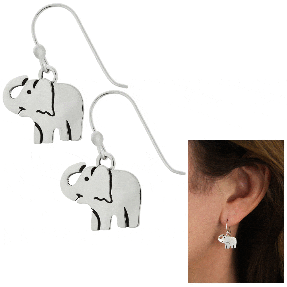 Sterling Sweet Elephant Earrings
