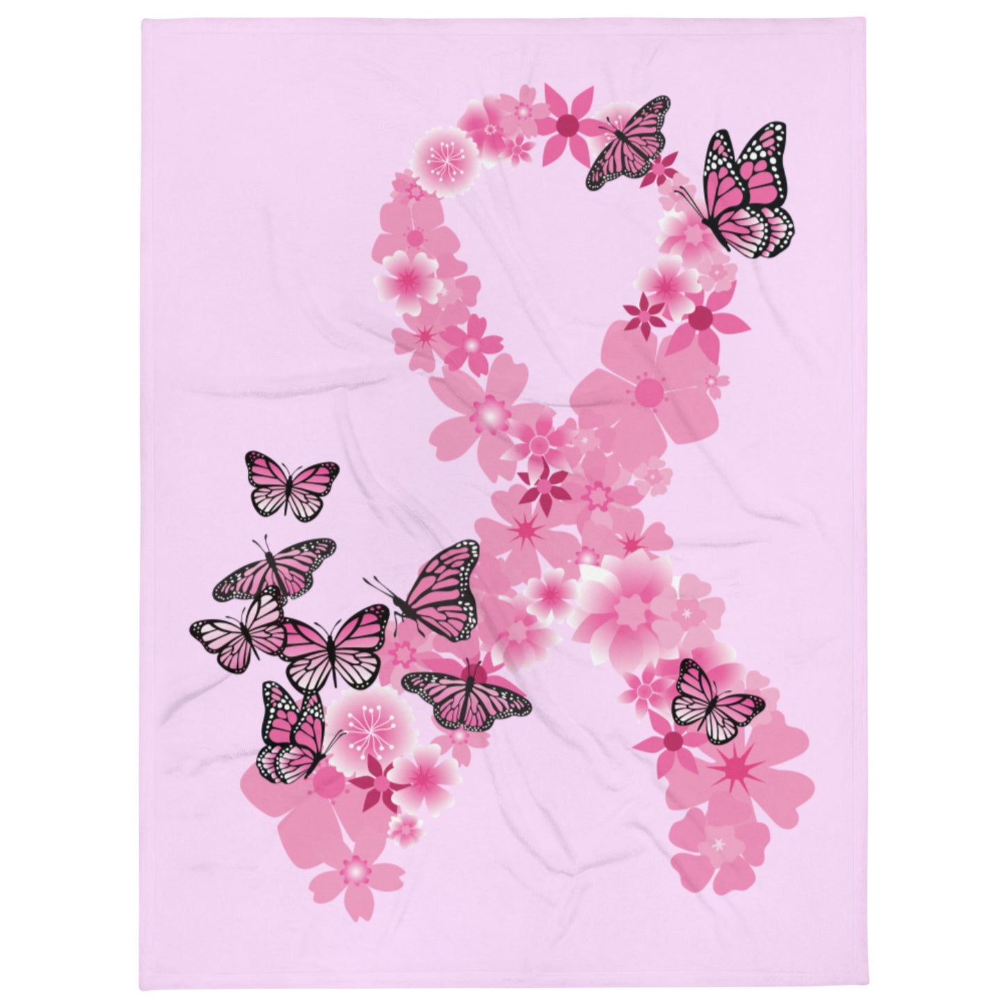 Pink Ribbon Butterflies Throw Blanket
