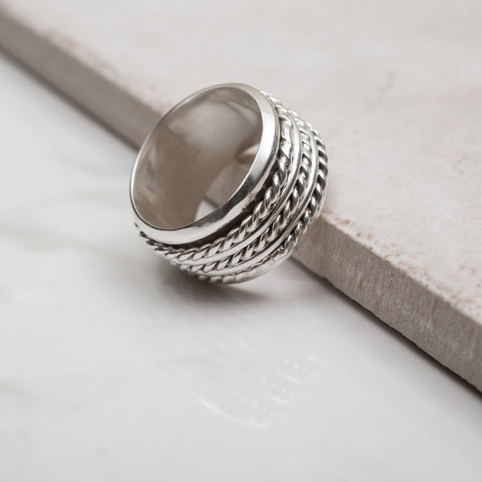 Triple Rope Sterling Spinning Ring