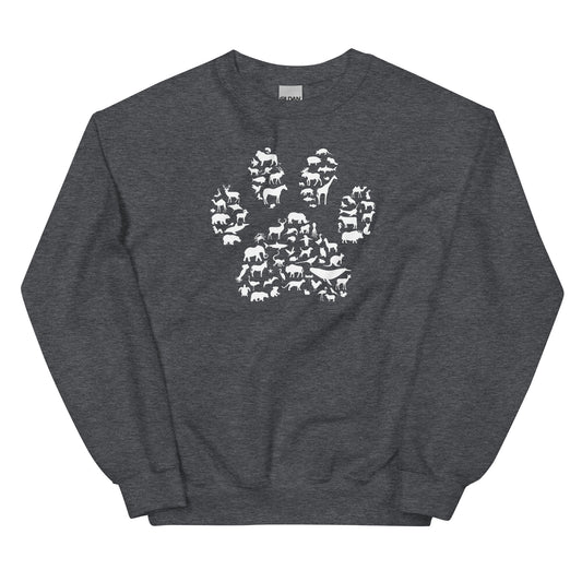 Love for All Animals Paw Print Crewneck Sweatshirt
