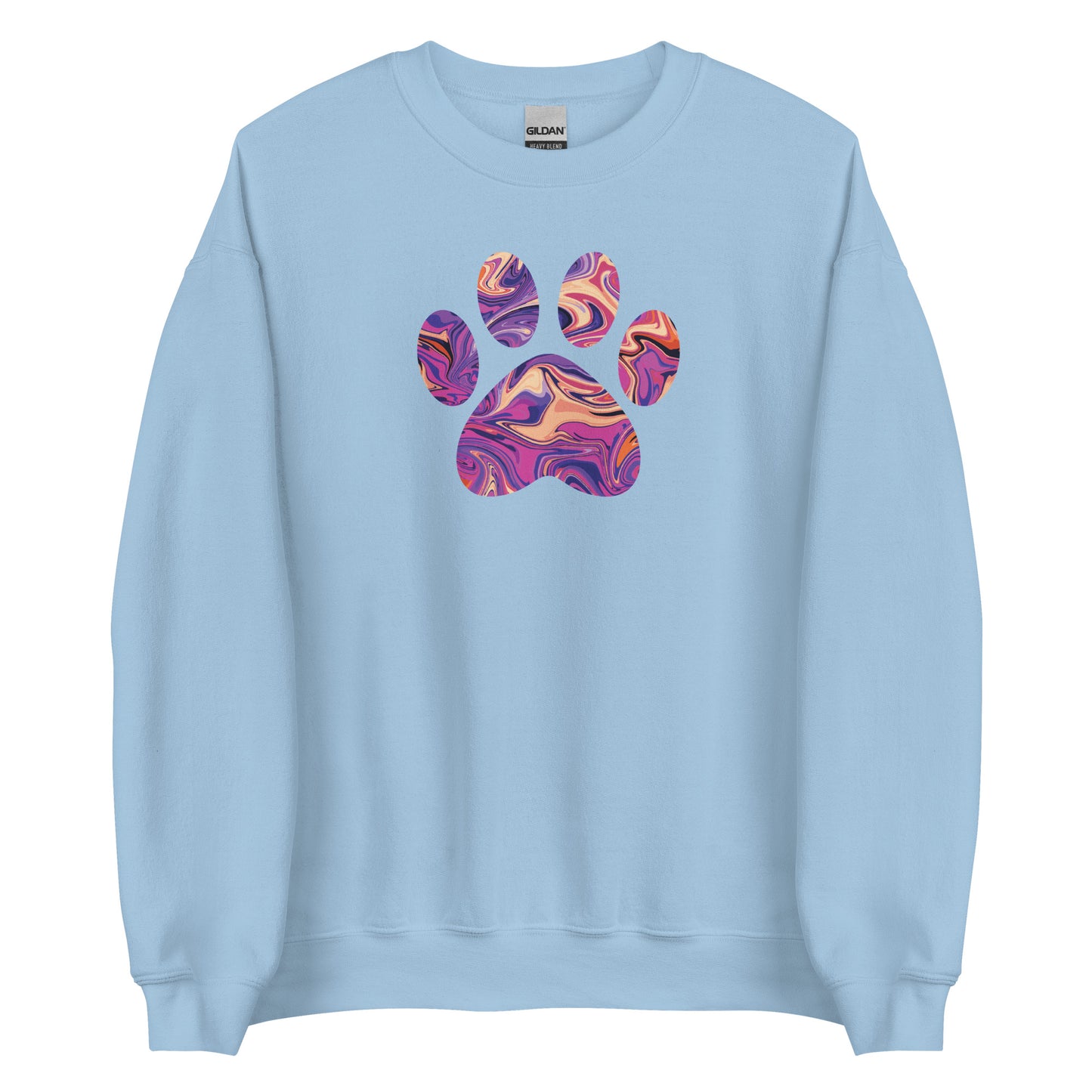 Purple Swirl Marbled Paw Crewneck Sweatshirt