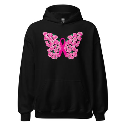 Pink Ribbon Floral Butterfly Hoodie