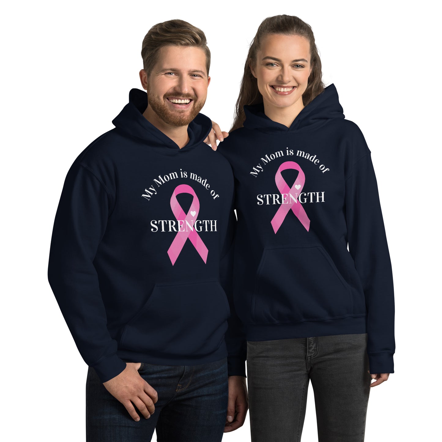 Mom is Made of Strength Heart Ribbon Hoodie