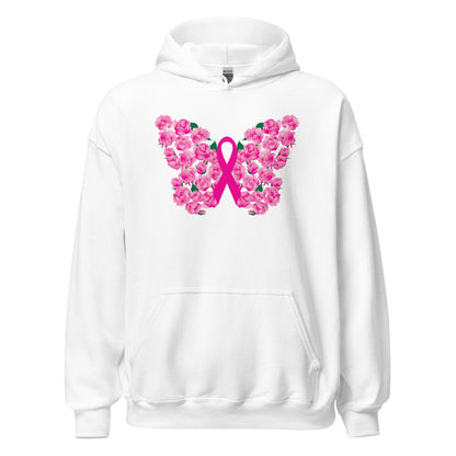 Pink Ribbon Floral Butterfly Hoodie