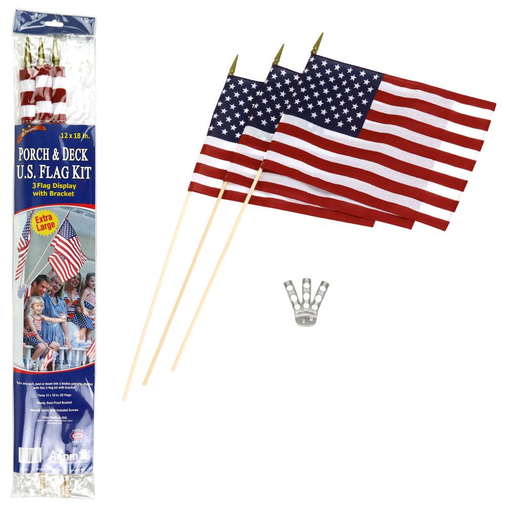 U.S.A. Flag Trio & Bracket Kit