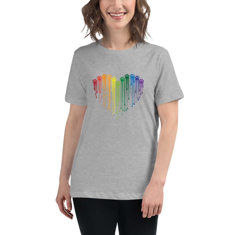 Rainbow Painted Paws Women's Relaxed T-Shirt