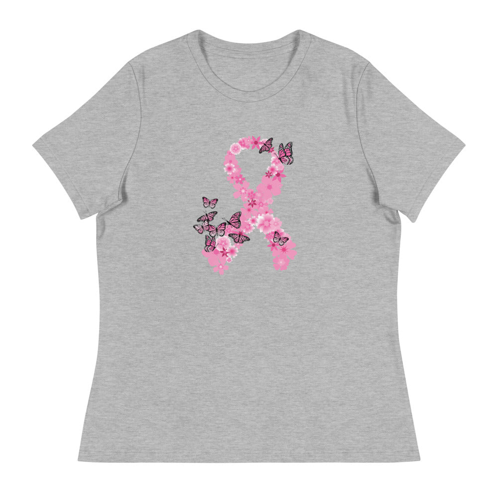 Pink Ribbon Butterflies Take Flight Women's Relaxed T-Shirt