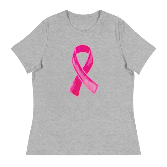 Watercolor Pink Ribbon Women's Relaxed T-Shirt