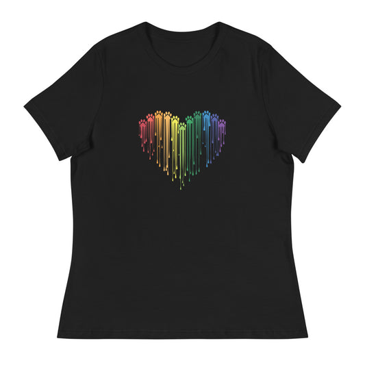 Rainbow Painted Paws Women's Relaxed T-Shirt