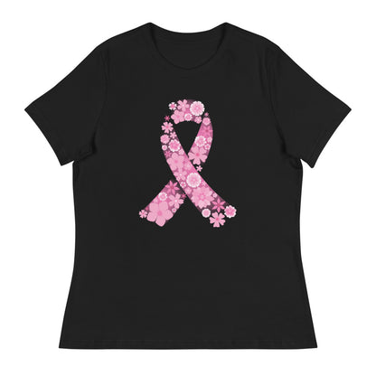 Pink Ribbon Floral Women's Relaxed T-Shirt