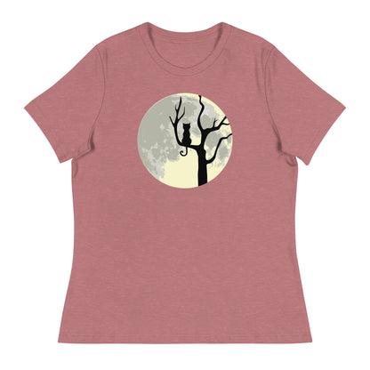 Spooky Tree & Cat Women's Relaxed T-Shirt