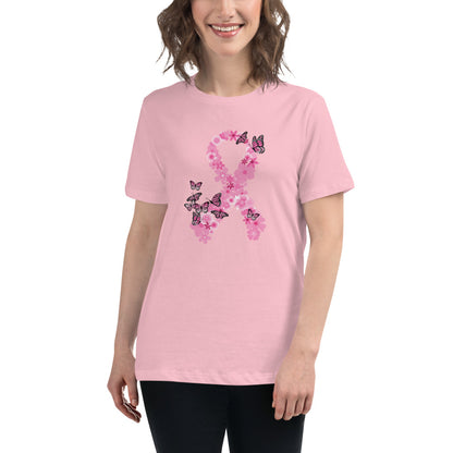 Pink Ribbon Butterflies Take Flight Women's Relaxed T-Shirt