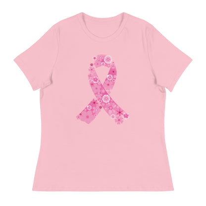 Pink Ribbon Floral Women's Relaxed T-Shirt