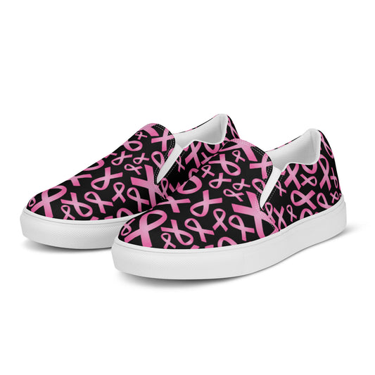 Pink Ribbons Slip On Canvas Shoes